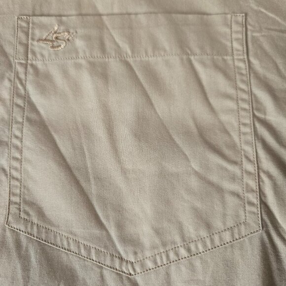 Vintage 90's Men's Levi's Red Tab Khaki/Tan Cotton Button-Down Shirt L - Picture 5 of 10